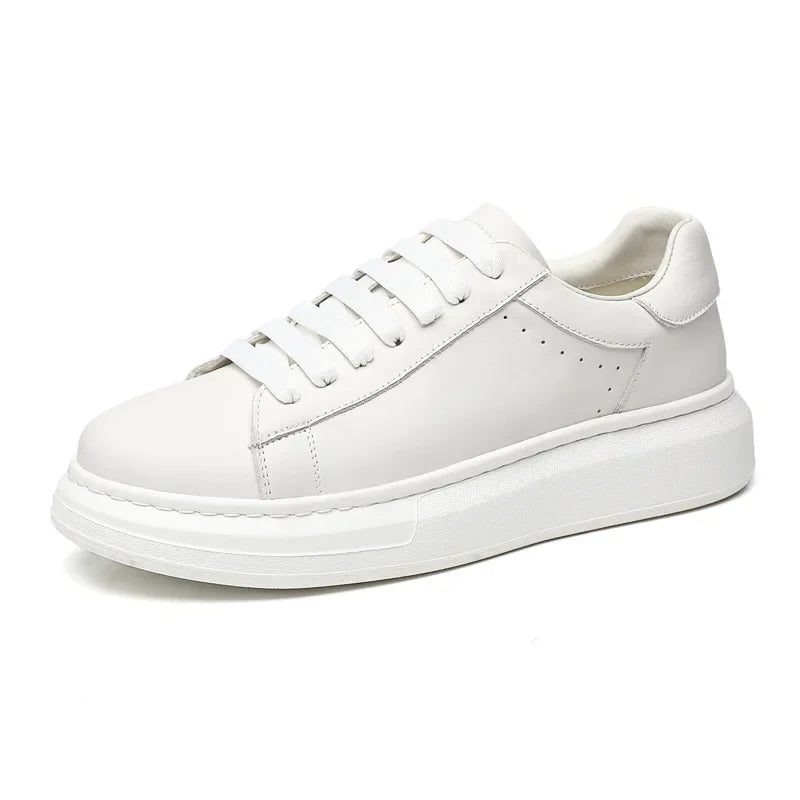 [Lei Jun with the same paragraph] the first layer of cowhide small white shoes thick-soled white heightened sports board shoes, men's versatile business shoes