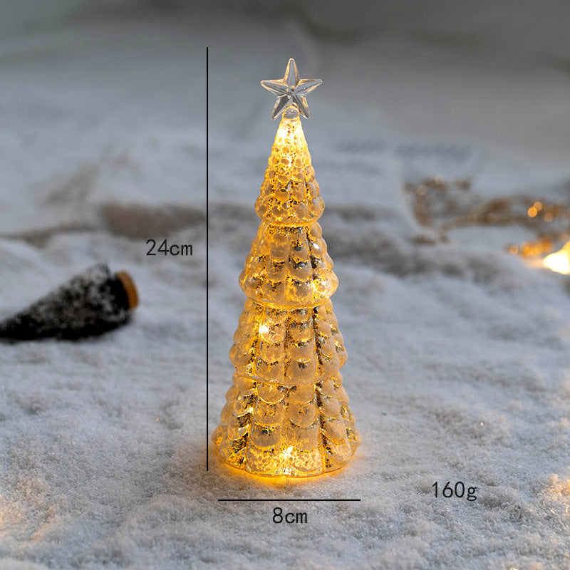 glass christmas tree table top glow ins ornament decorate festive atmosphere party window christmas gifts