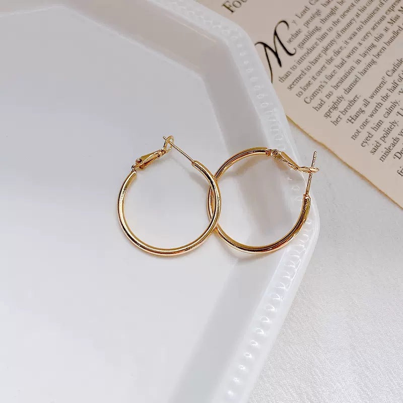 Simple plain circle hoop earrings women's 2024 new hot light luxury niche earrings with a sense of luxury and unique temperament