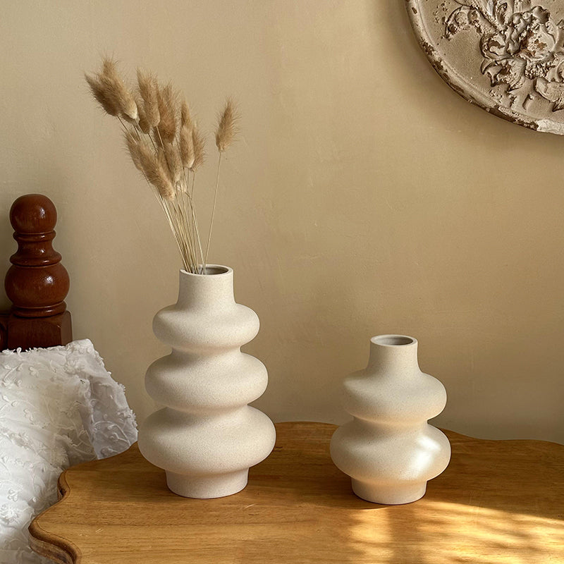 Wholesale creative new plain burned vase ins style high value frosted flower arranger cross-border ceramic home furnishings