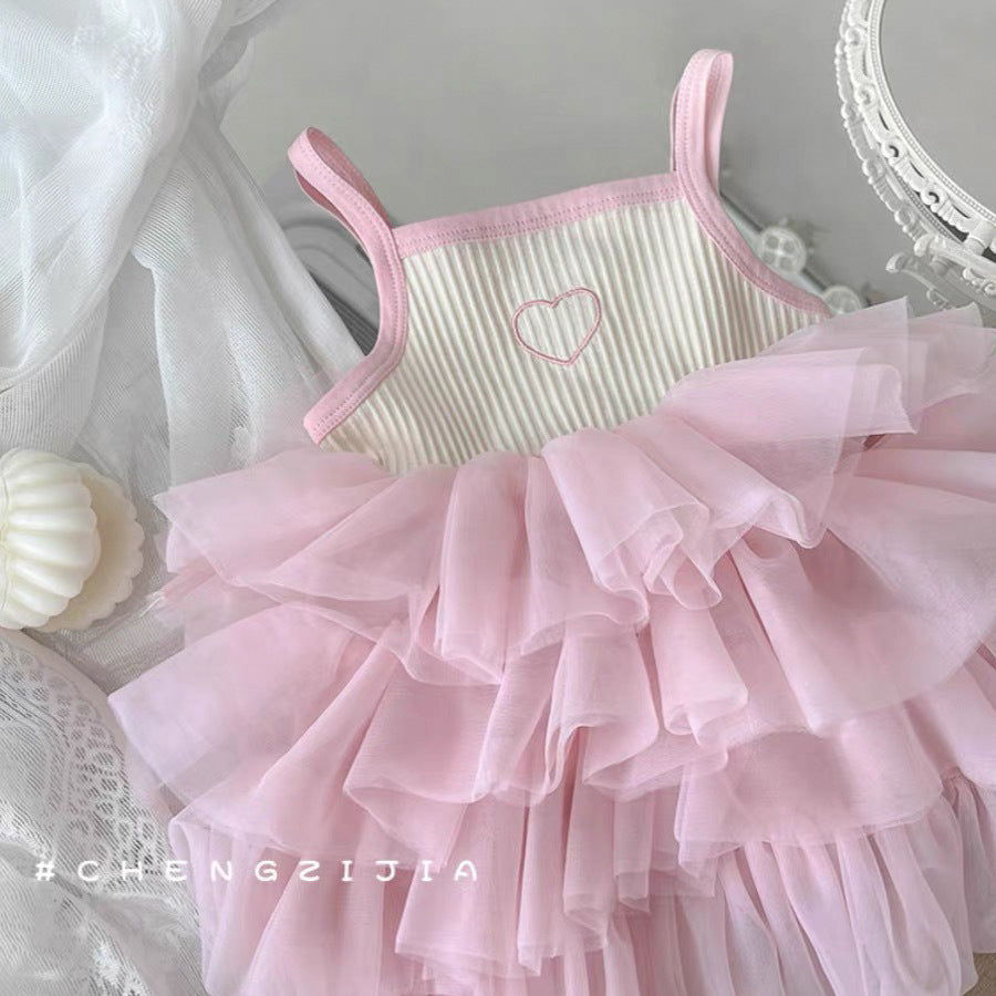 2025 Summer New Baby Girl Foreign Cake Skirt Princess Skirt Girls Clothes Suspendron Dress Puffy Skirt Tide