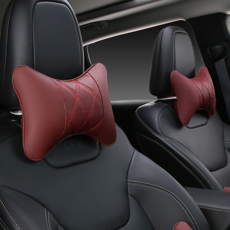 Car neck pillow car interior products a pair of leather car small pillows bone pillows car supplies four seasons