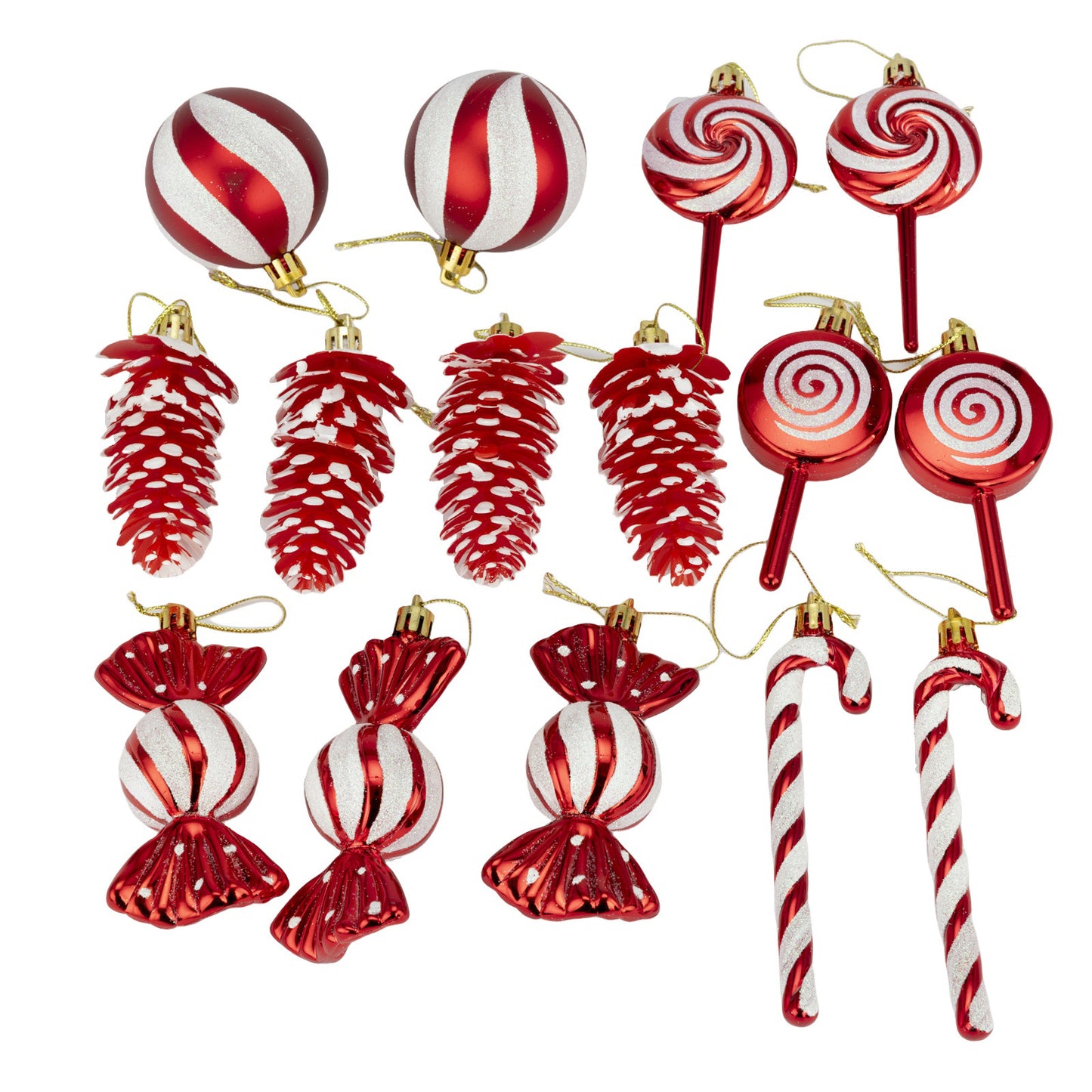6cm 15 Piece Set Christmas Set Christmas Ball Pine Cone Lollipop Candy Christmas Tree Pendant Christmas Gift Festival