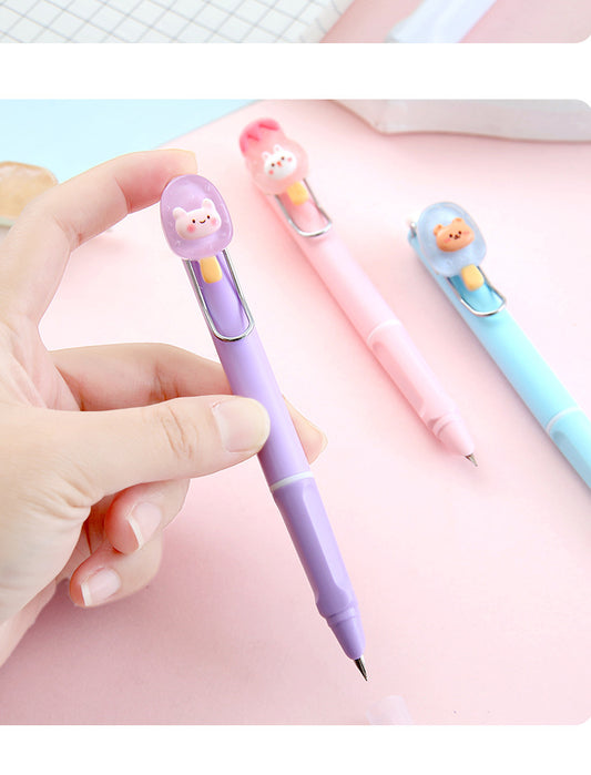 Cartoon press pen to change ink sac ink-absorbing dual-use pen students daily calligraphy practice writing ink sac ink pen