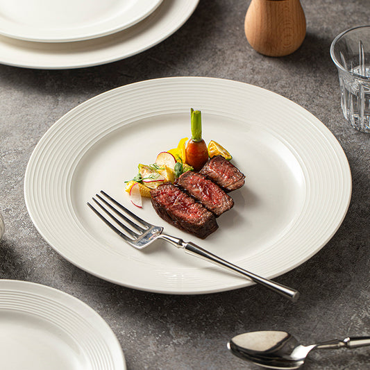 Steak plate high-end plate home dish plate 2025 new western plate ceramic tableware flat plate breakfast plate