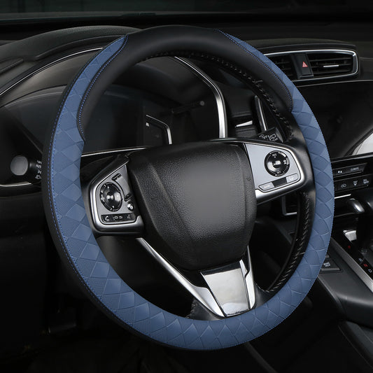 Cross-border car steering wheel cover, diamond-shaped microfiber leather, summer season, universal car interior grip cover, can be processed and customized