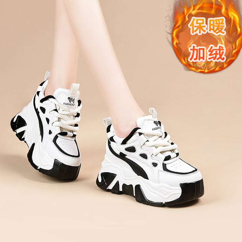 Thick-soled heightened daddy shoes women's 2025 autumn/winter new casual sneakers women's versatile trendy muffin shoes