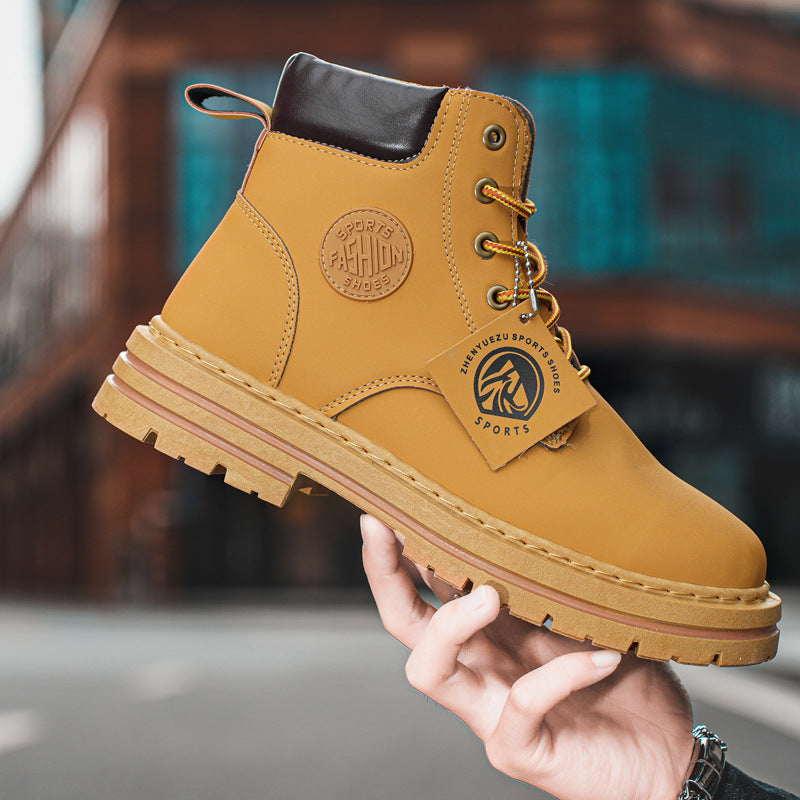 European Station Martin Boots Men's 2024 Autumn New British Style Yellow Boots Soft Leather Soft Sole Retro Boots Cargo Boots