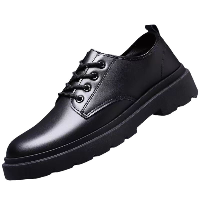 Spring Men's Shoes Work Shoes New Business Waterproof Black Leather Shoes Chef Shoes Men's Korean Version Versatile Platform Leather Shoes