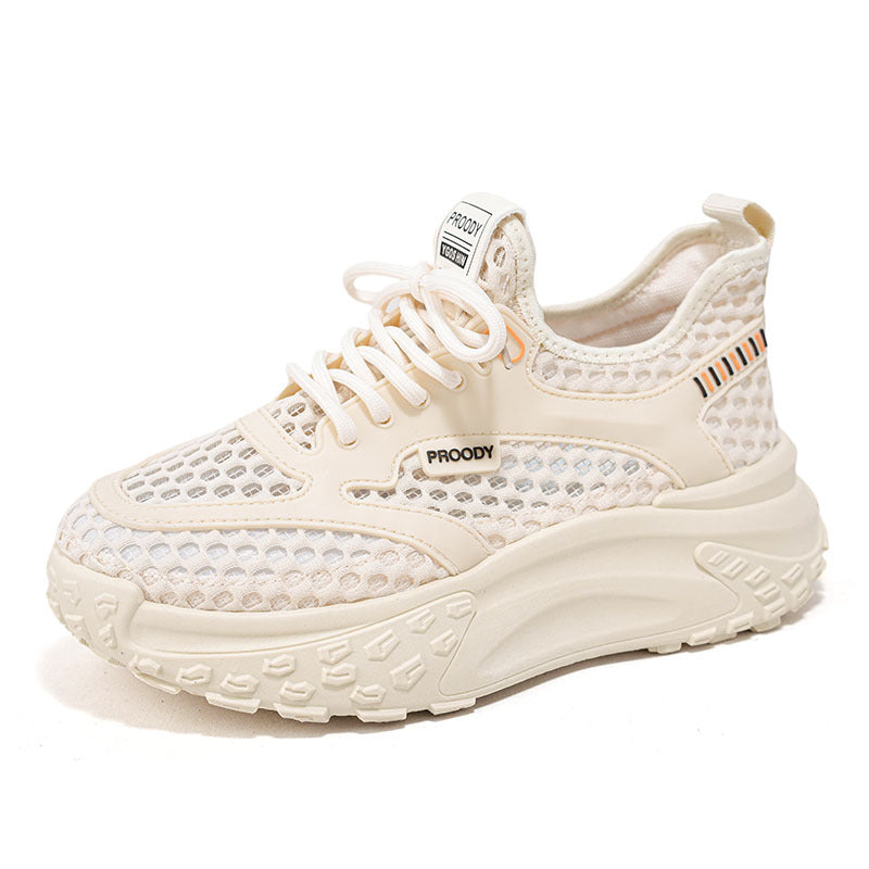 Running Shoes Women's Student 2024 New Summer Daddy Women's Shoes Mesh Breathable Lightweight Softsole Shock-Absorbing Sneakers