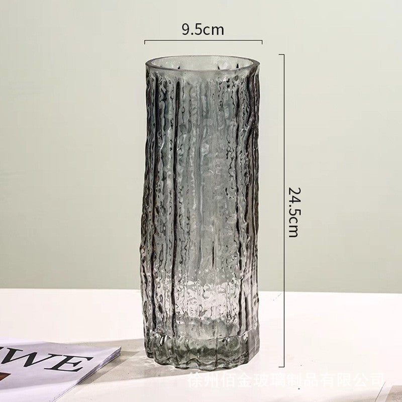 ins style Internet celebrity frozen vase glacier vase glass transparent flower arrangement rose flower living room table ornament bottle