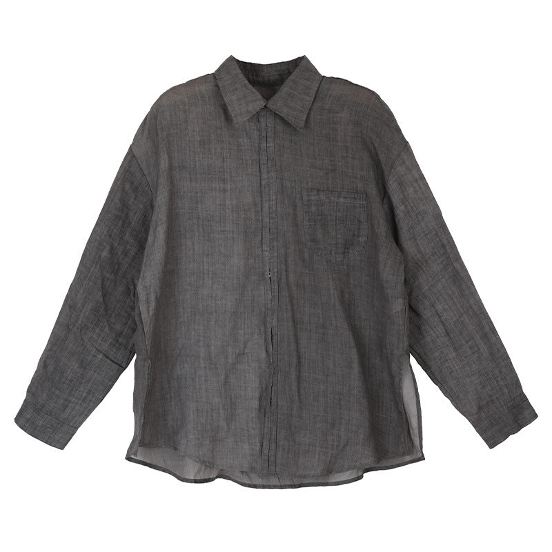 NEIHE Nehe 2025 Casual Ramie Light and Breathable Long Sleeve Sunscreen Women's Shirt Women's Summer 250592