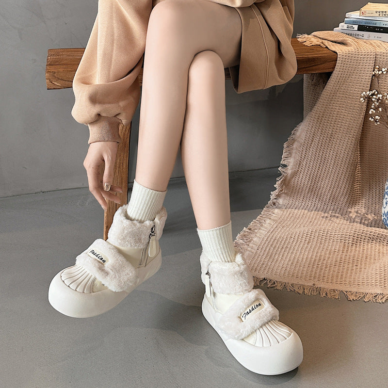 High-top shoes platform soles increase the height of the furry fashion dad shoes women's 2025 new super popular Korean version of student sports shoes