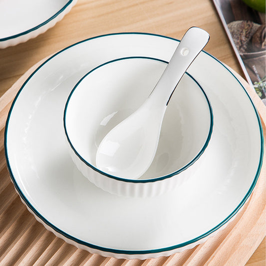 Jingdezhen ceramic pure white creative cute home hotel restaurant small spoon rice soup spoon ins style