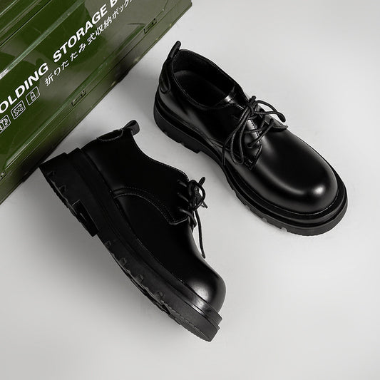 Derby Men's Shoes 2024 British Style Black Casual Leather Shoes Men's Business Formal Wear Big Toe Work Versatile Trendy Shoes