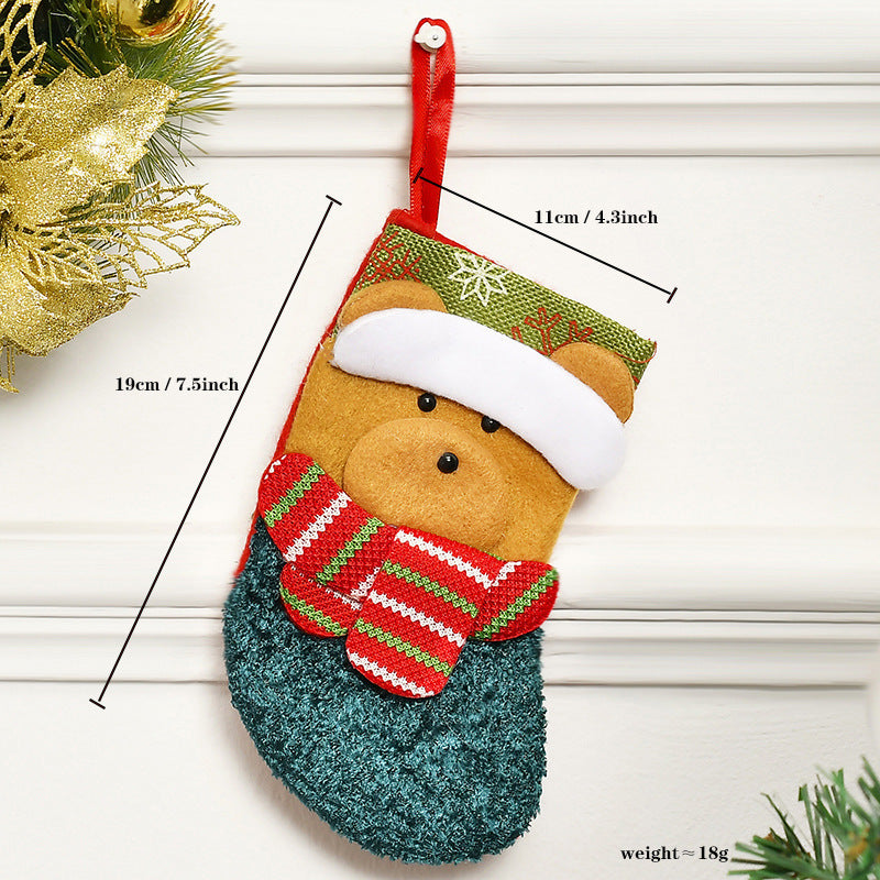 New Christmas decoration Christmas Eve Christmas stocking pendant gift Santa Claus kids Christmas gift bag wholesale