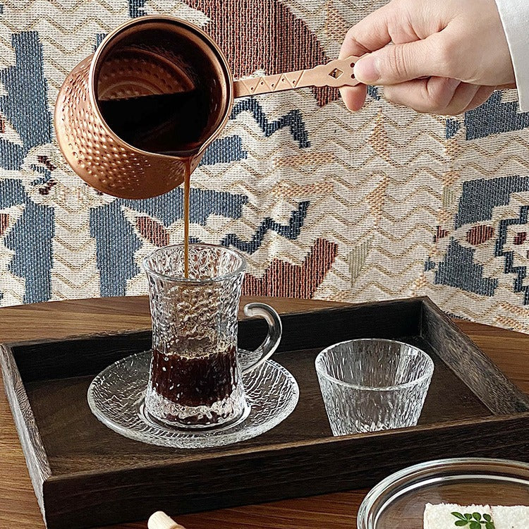 Turkish Coffee Cup and Saucer Set Glass Black Tea Cup European Style Arabic Afternoon Camellia Flower Tea Small Cup Export