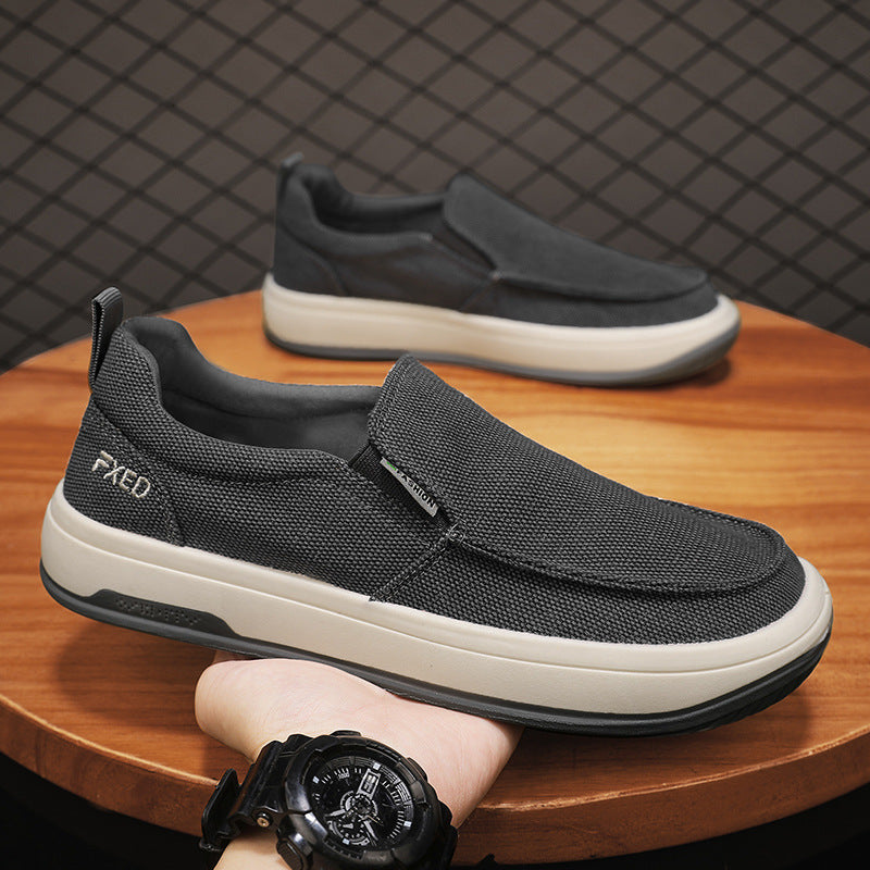 Cross Border Canvas Men's Shoes Summer Breathable Thin One Foot Old Beijing Cloth Shoes Men's Casual Driving Tide Shoes 2024