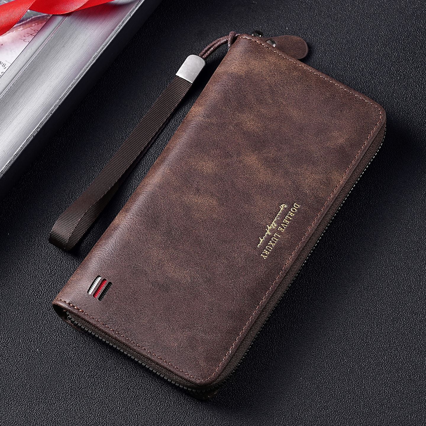Manufacturer business light luxury zipper clutch bag men's long wallet multi-functional storage card bag money wallet spot wholesale