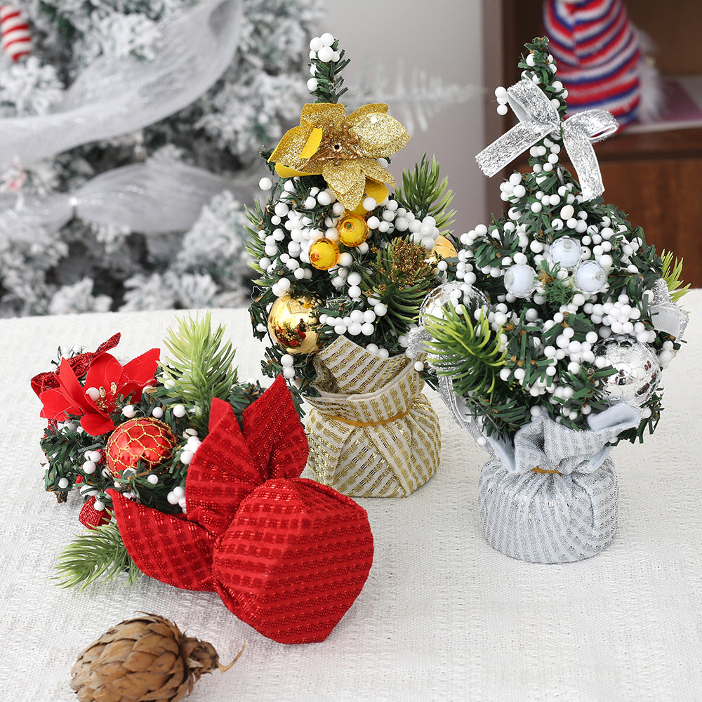 Cross-border New Christmas Decoration Supplies Flower Christmas Ball Tabletop Potted Tree Scene Arrangement Children's Gift