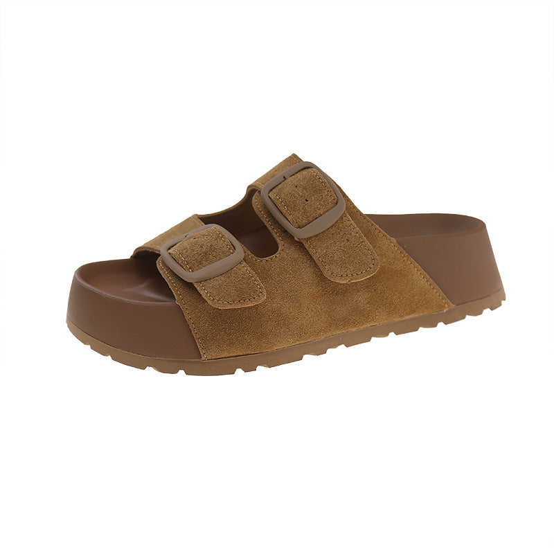 Internet celebrity retro platform slippers women's summer 2025 new style to wear fashion and versatile flip-flops bokensa sandals