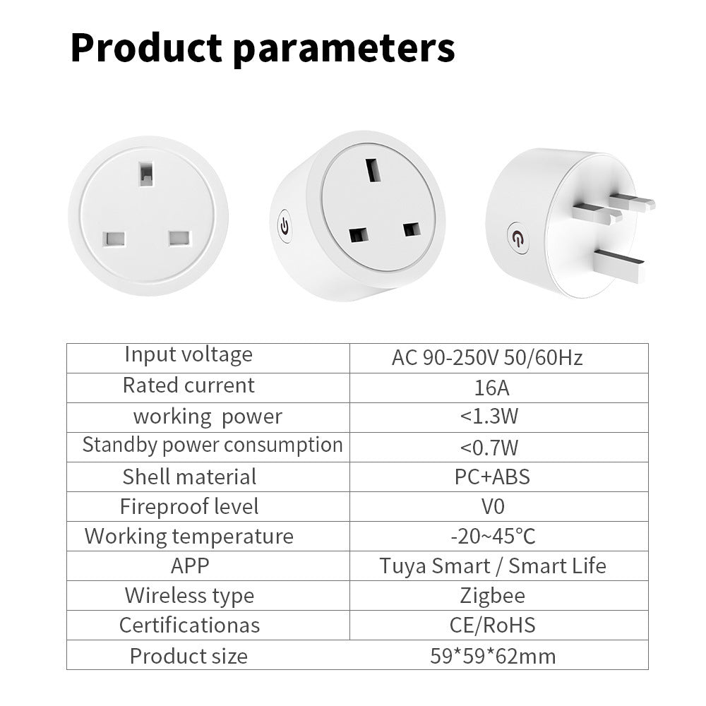 TUYA with battery statistics smart plug WIFI socket Homekit AlexaGoogle English socket