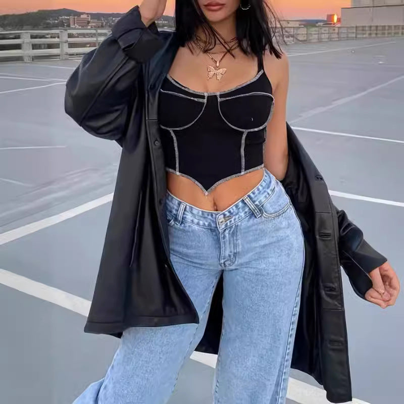 2024 summer amazon new women's high-waisted wide-leg jeans women's loose European and American cross-border foreign trade blue tide