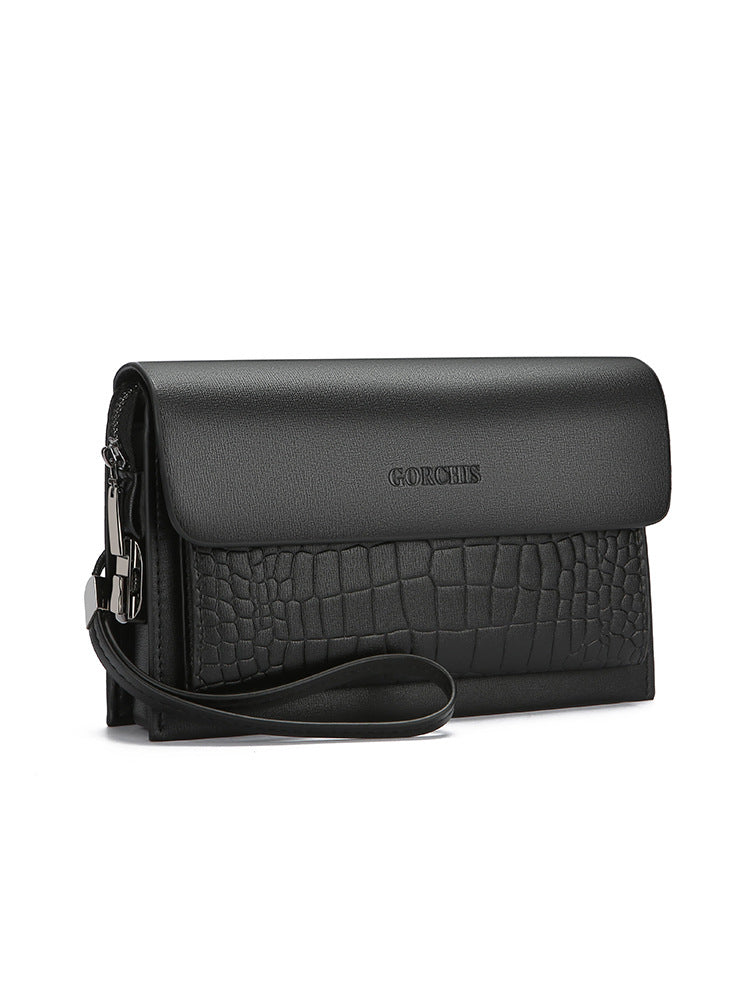 New men's clutch bag password lock crocodile pattern handbag wallet multi-card position trendy men's bag soft leather handbag men