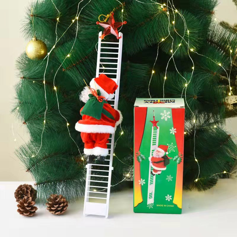 Cross-border Christmas decoration electric climbing ladder Santa Claus climbing beads Santa Claus children's gift shopping mall decoration