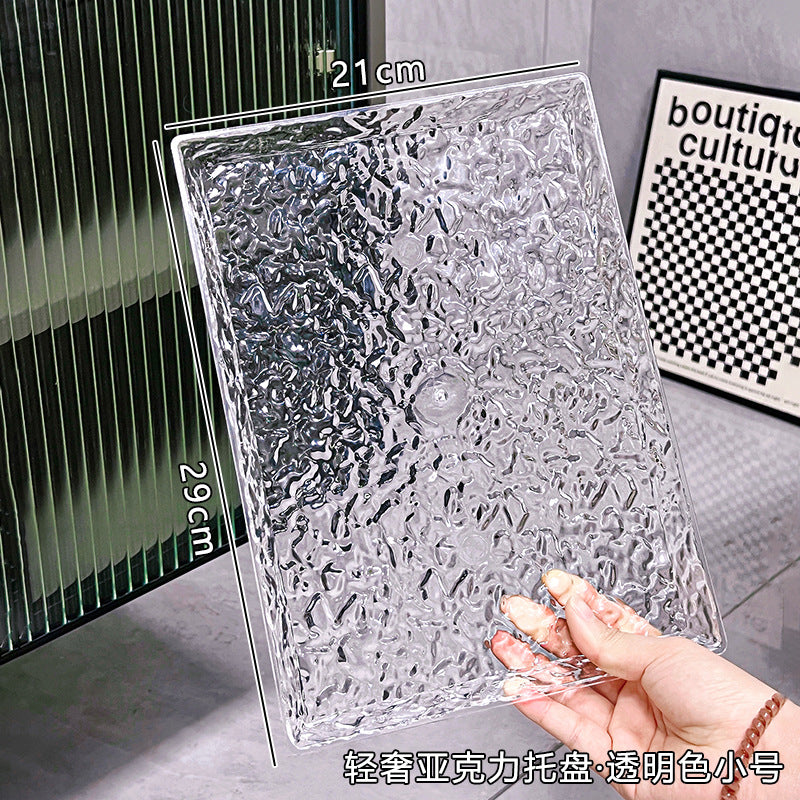Rectangular tray living room home light luxury high-end acrylic tea tray cup tea set tray multi-functional storage tray