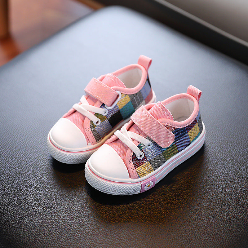 Low-top children's canvas shoes 2023 spring and autumn new children's British style skid shoes for boys and girls kindergarten children's shoes