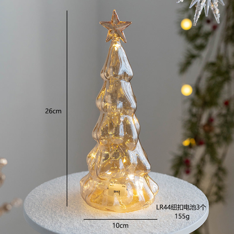 glass christmas tree table top glow ins ornament decorate festive atmosphere party window christmas gifts