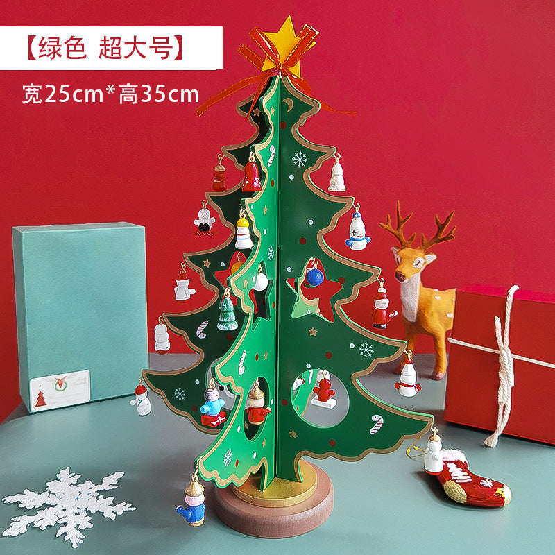 2025 Christmas Ornaments Small Mini Tree DIY Three-dimensional ins Scene Arrangement Tabletop Ornaments for Children Home