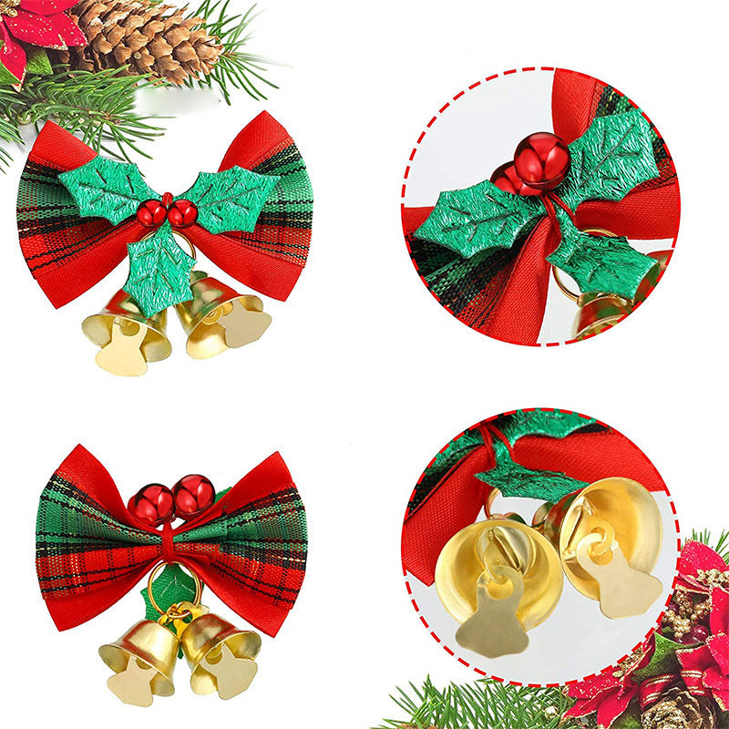 christmas ornament bow with bell christmas gift decoration christmas tree garland decoration accessories gift matching