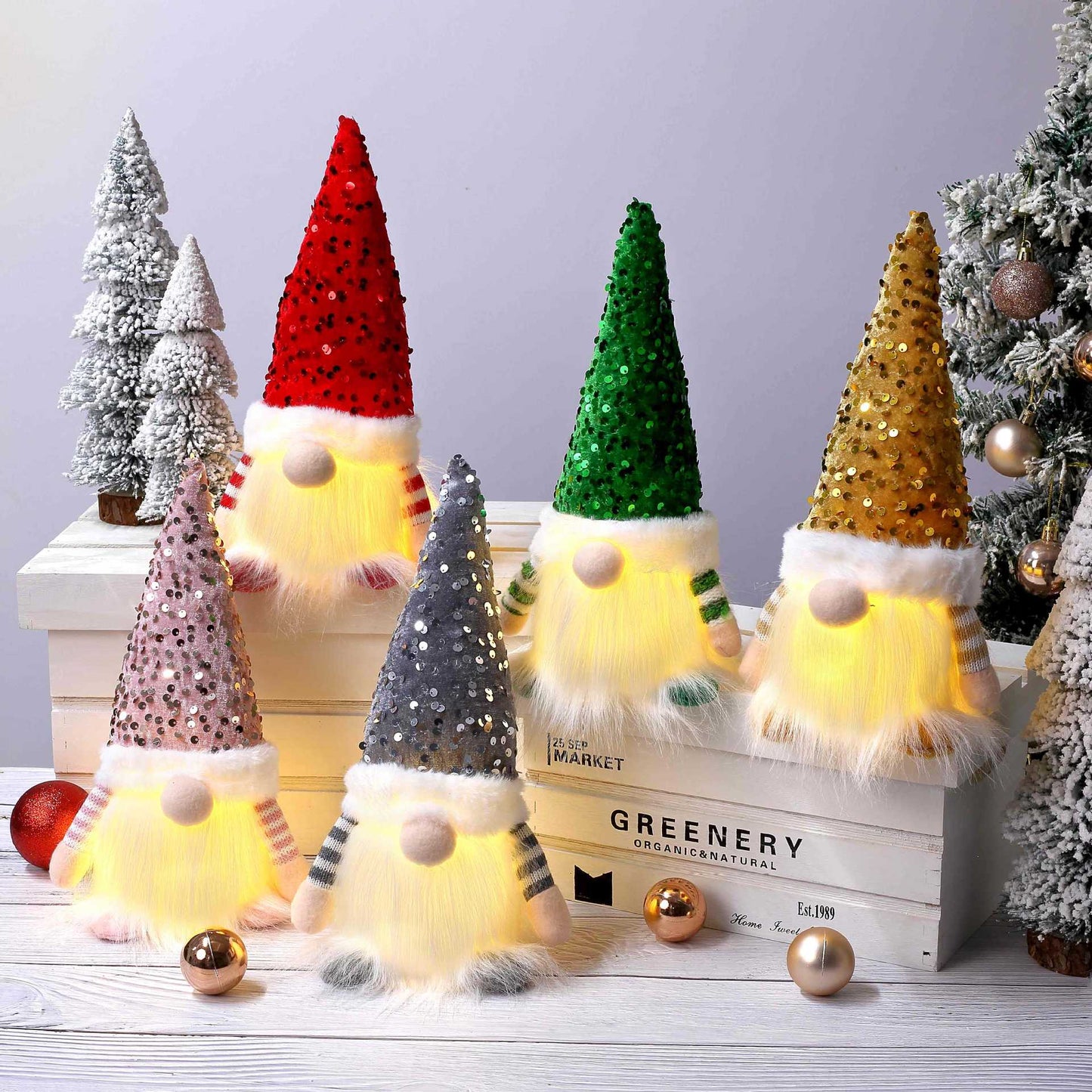 Cross-border new Christmas decorations Christmas high-end gnome doll with lights Rudolph Christmas gift ornaments