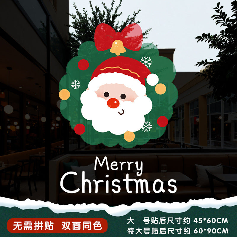 Christmas Santa Claus push door glass sticker electrostatic sticker shopping mall window scene layout decoration the whole window grille