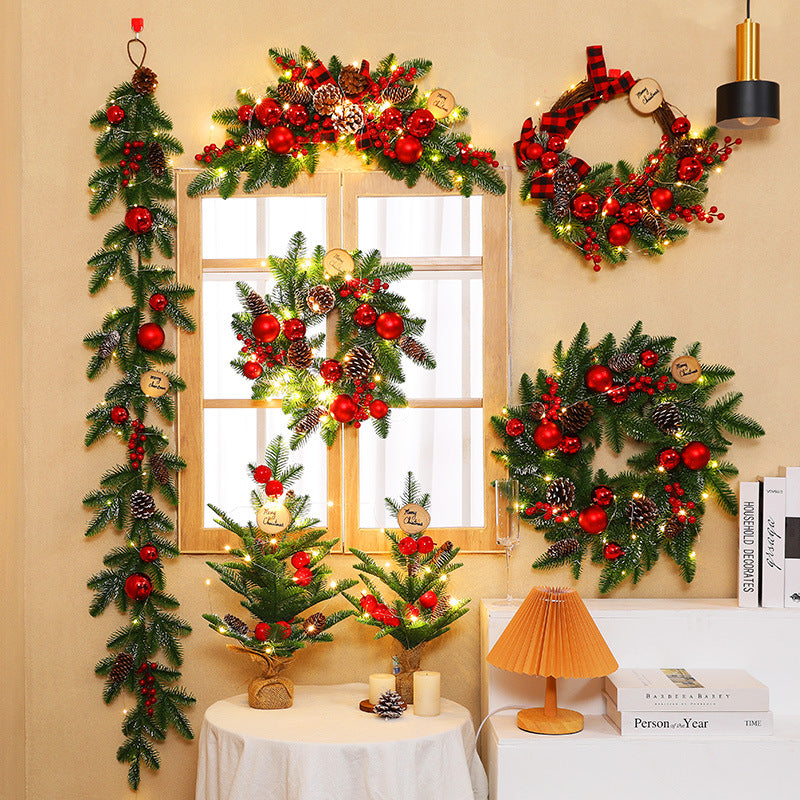 Cross-border Christmas decoration Christmas tree wreath rattan horn door hanging wall hanging hotel mall pendant wreath