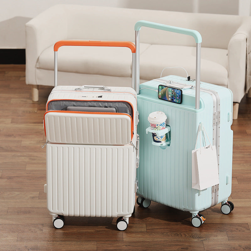 Front opening 20 inch suitcase, women's carry-on trolley suitcase, multifunctional suitcase, 24 lockbox, men