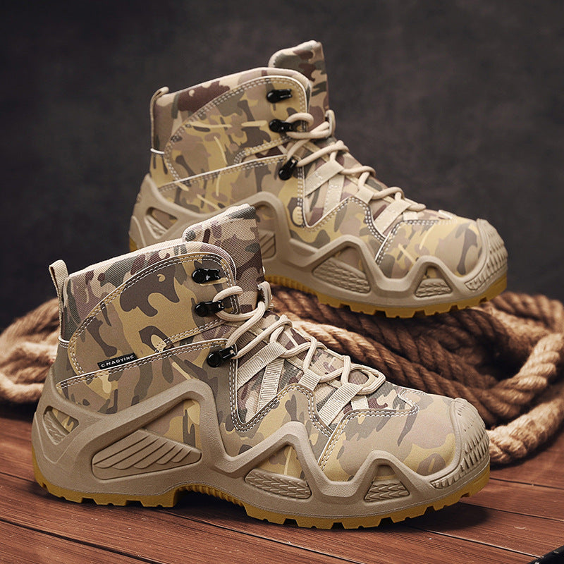 Cross-border popular plus-size 46 martin boots men's shoes high-top hiking shoes anti-slip increase camouflage outdoor training tactical shoes