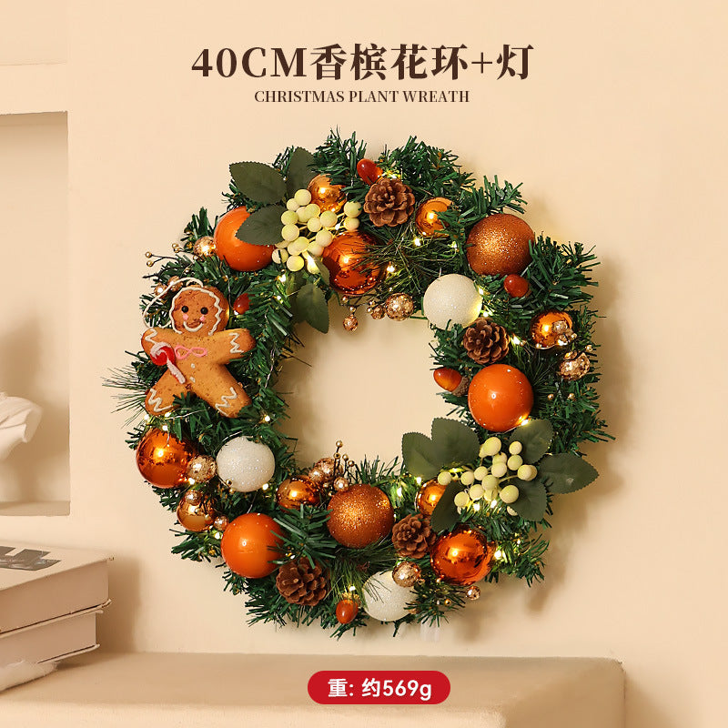 Christmas Christmas decoration wall luminous Christmas tree Christmas ornament pendant pine cone rattan pendant