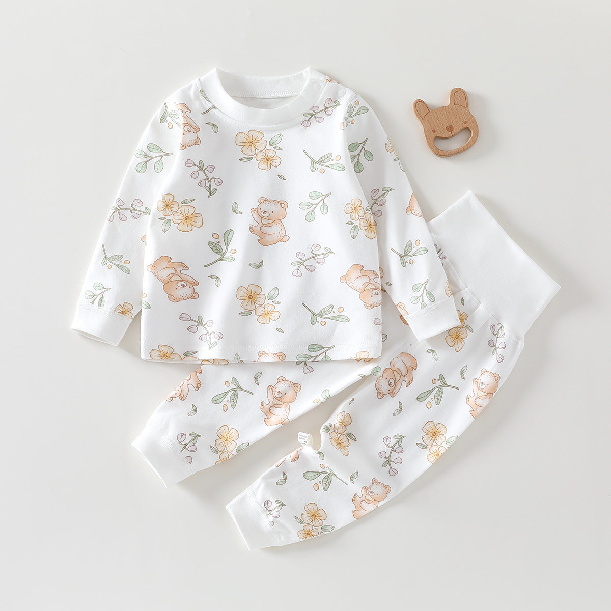 Spring and autumn high-waisted belly protection newborn autumn clothes set children's autumn pants baby thermal underwear baby leggings pajamas