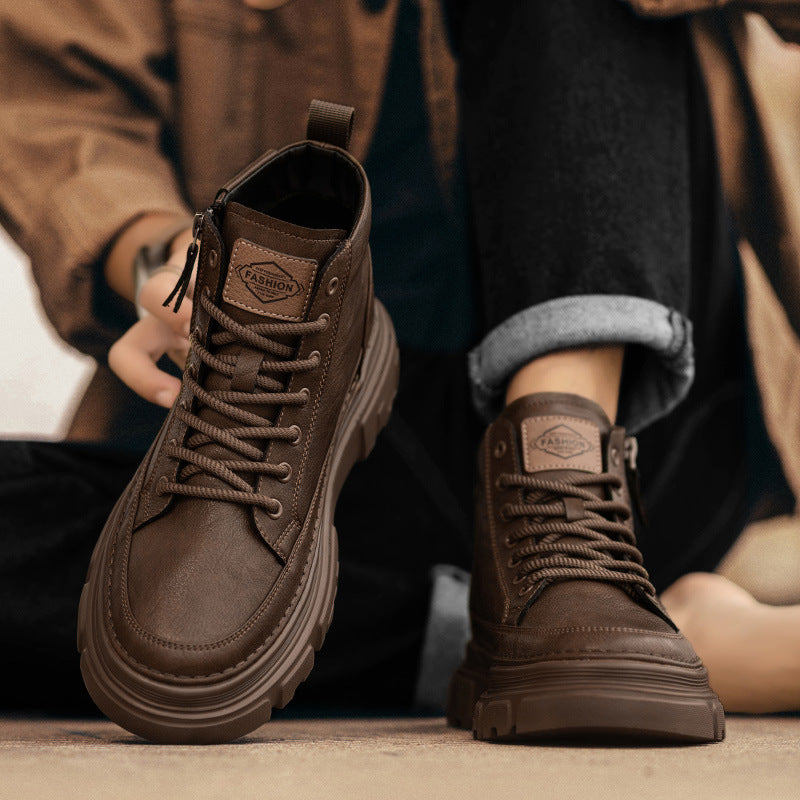 Men's shoes 2025 fall/winter new high-top retro cargo shoes men's outdoor platform casual Martin boots are trendy and universal