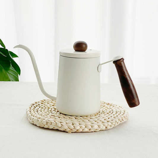 Solid wood handle pour-over coffee pot household 304 stainless steel long spout thin mouth pot swan neck drip filter hanging ear pot