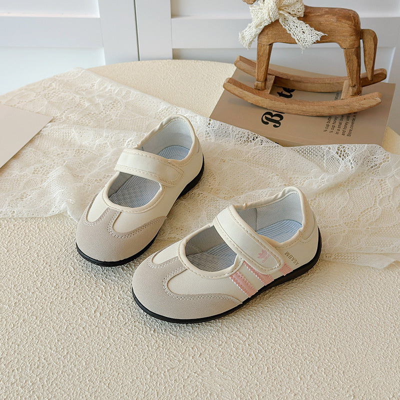 Children's fashion casual sneakers 2026 spring girls' casual Velcro medium and large children's non-slip and wear-resistant shoes