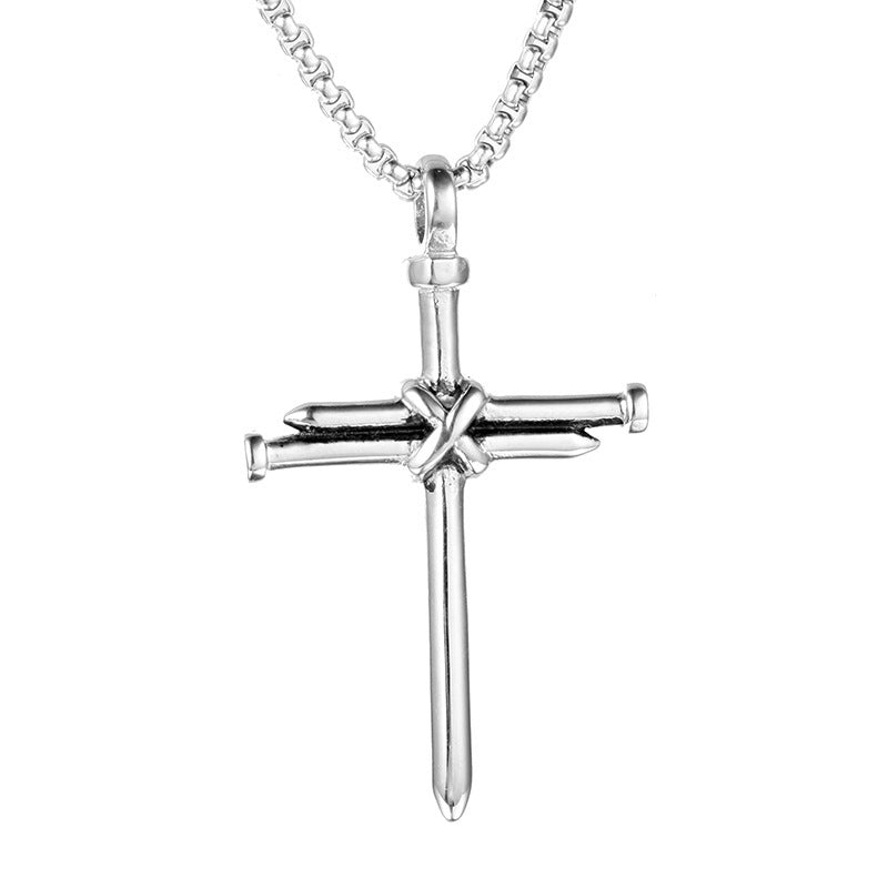 Color Resilient Alloy Casting Steel Nail Cross Pendant for Men and Women Punk Style Personality Men's Necklace Jewelry Wholesale