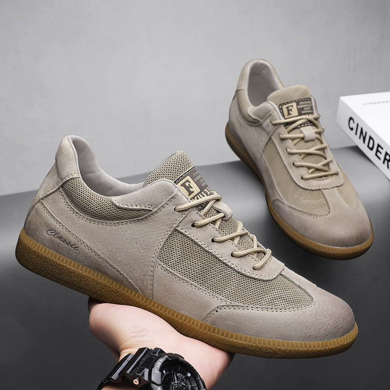 2024 cross-border large dock layer pigskin retro German training shoes breathable fashion men's plus-size casual shoes