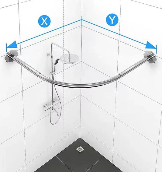 Non-perforated telescopic shower curtain rod arc L-shaped U-shaped bend rail bathroom toilet waterproof bath shower partition curtain