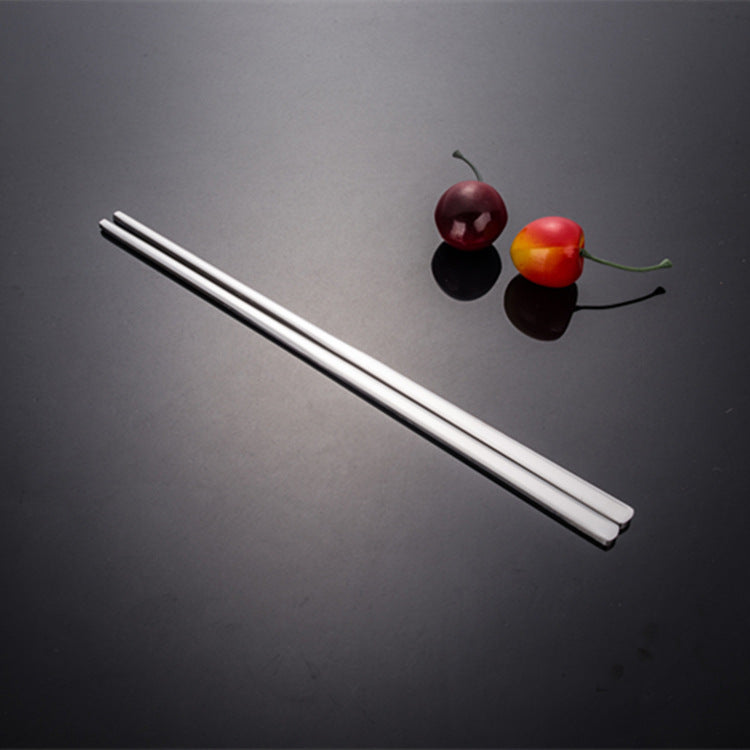 Korean Stainless Steel Spoon Chopsticks Set Thickened Barbecue Restaurant Tableware Flat Chopsticks Silver Elegant High-end Tableware