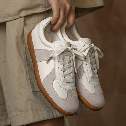 Popular genuine leather German training shoes soft soles soft surface anti-slip cow tendon soles are versatile and comfortable, and men's trendy little white shoes are new