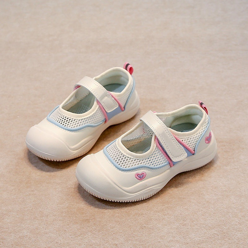 Girls' Sandals Summer 2025 New Children's Breathable Sneakers Medium and Large Boys Girls' Mesh Small White Mesh Shoes for Students